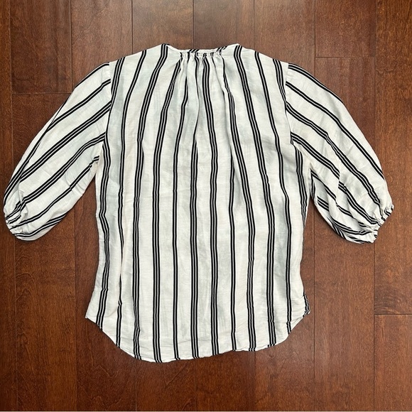 Apiece Apart Nueva Augustina Tunic, Black and White Striped Linen & Silk, Size 0 - Picture 12 of 16
